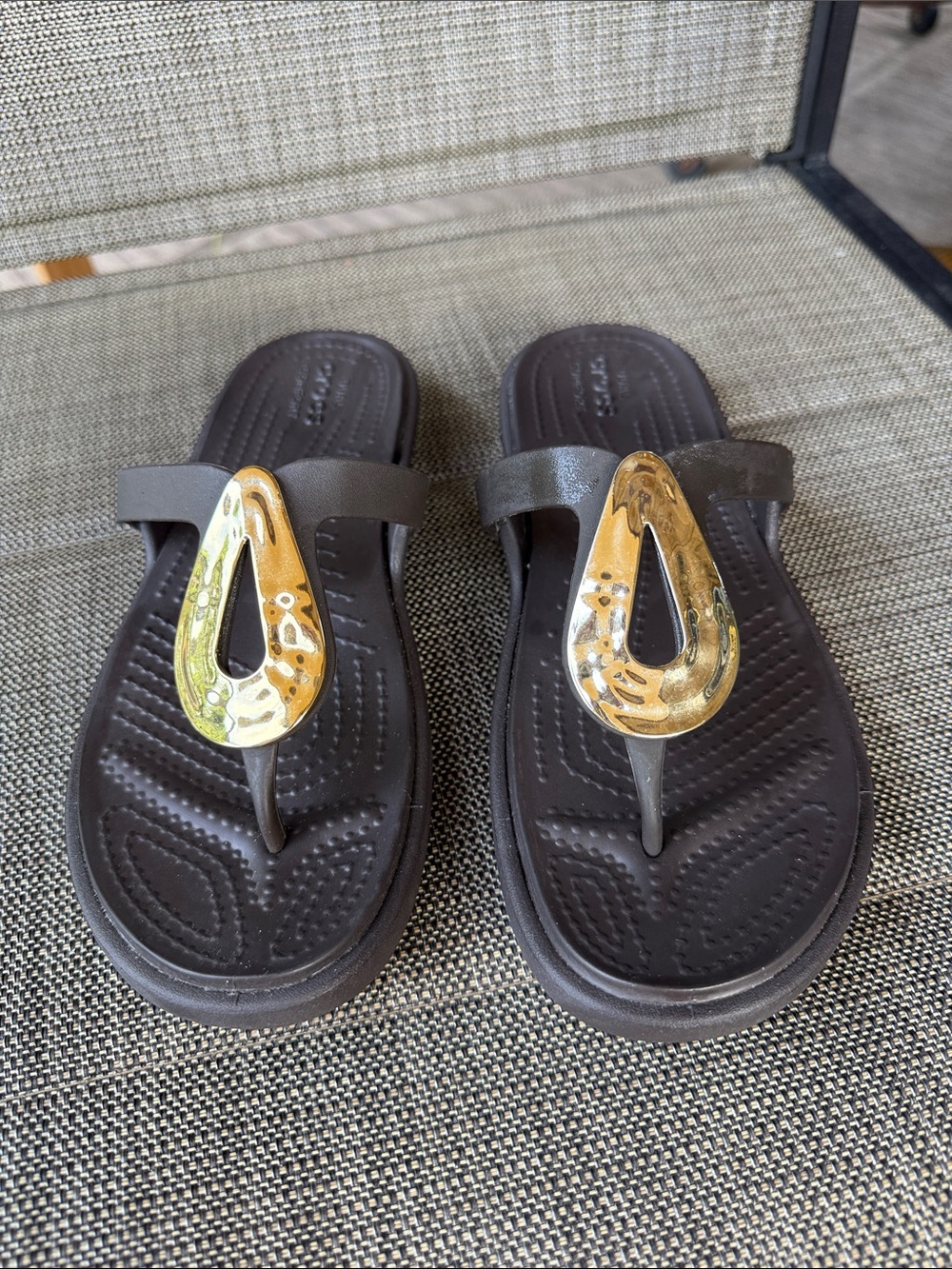 CROCS Brown Slip-On Thong Sandals